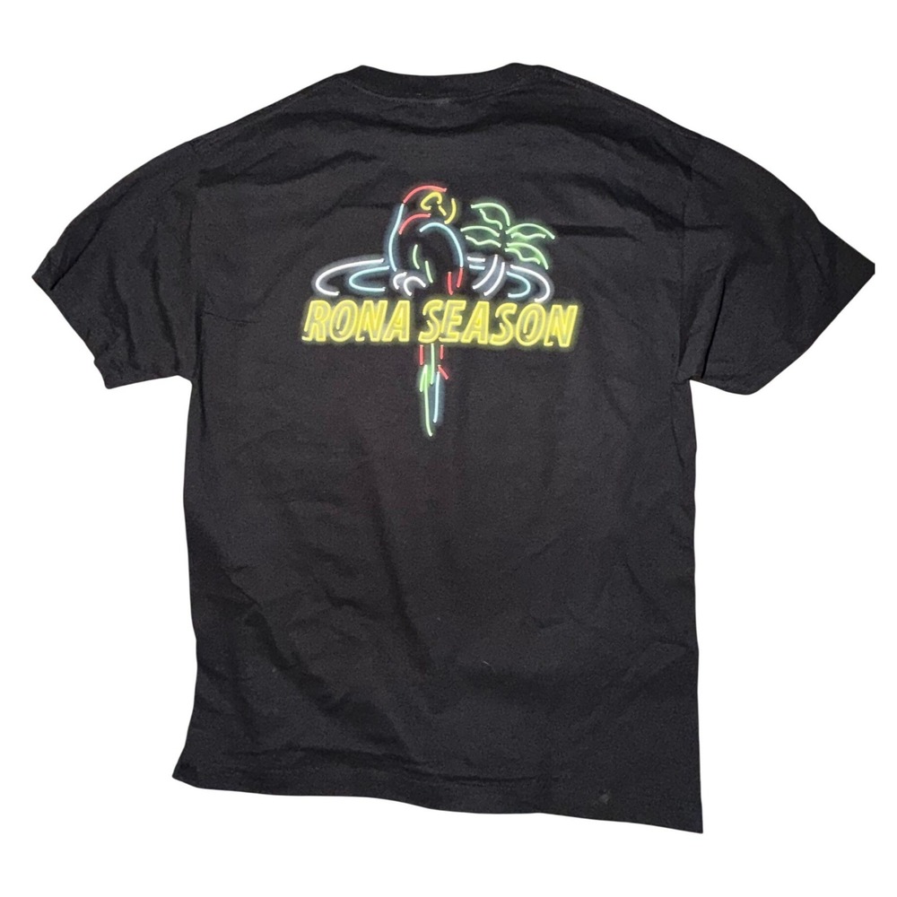 Alstyle Mens Black Rona Season Neon Parrot Graphic T-Shirt Large Full Send - Picture 3 of 6